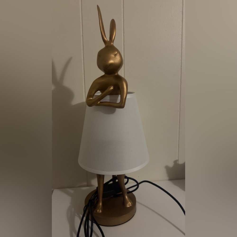 Gold and White Rabbit Table Lamp